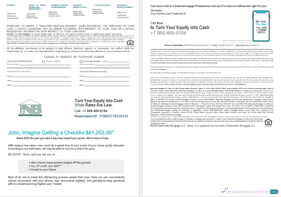 Download Saint Kitts and Nevis SKNA bank mortgage statement in Word and PDF formats 3 4 Photoshop template